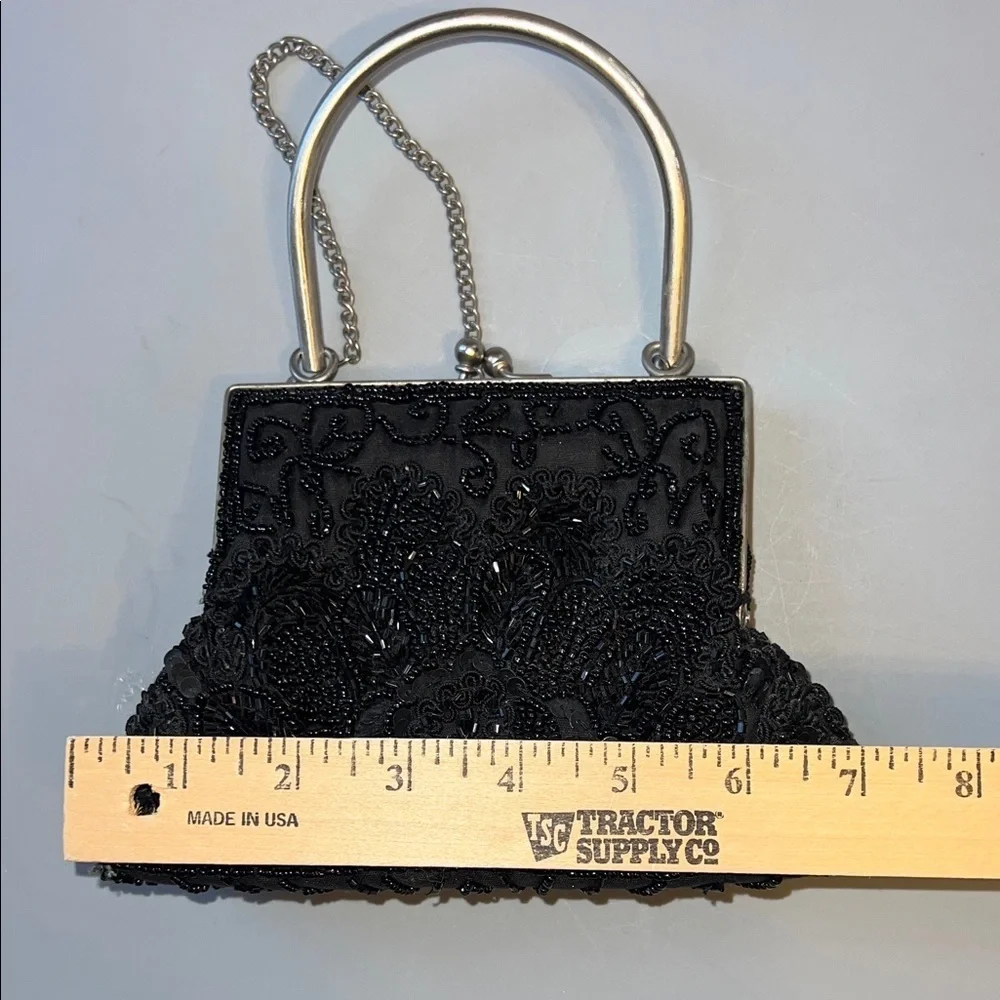 Elegant Vintage  Black Beaded Handbag